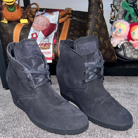 Prada Suede Wedge Booties - Picture 1 of 7